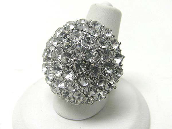 Crystal stud puffy round adjustable ring