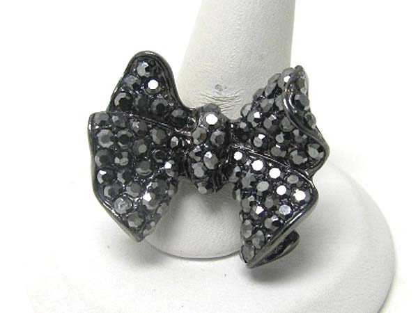 Crystal stud ribbon adjustable ring