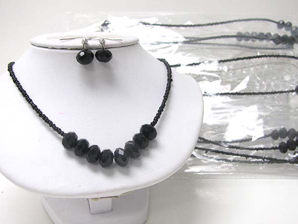 Dozen special -  12 black color of  facet acryl stone neckalce earring set mens jewelry