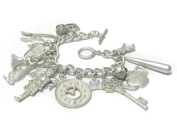 Alice in wonderland theme charm dangle multi chain bracelet