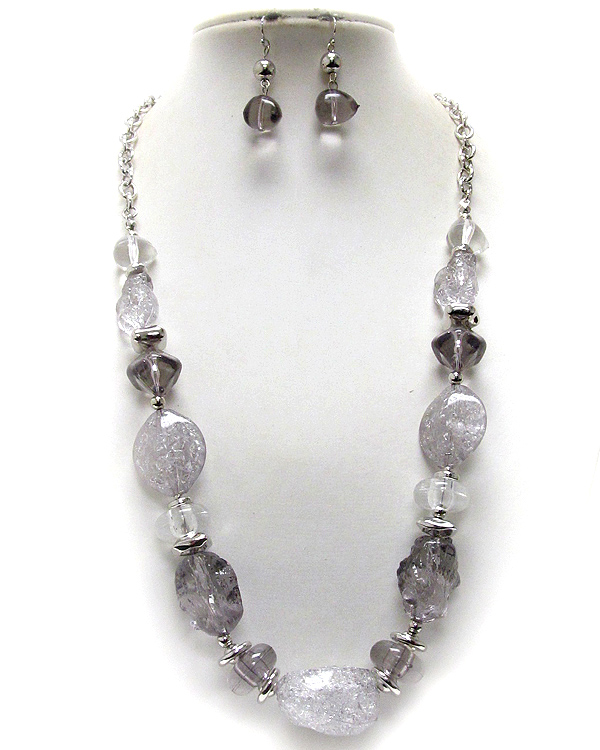 Multi iced acrylic stone link necklace earring set