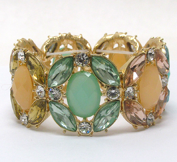 Crystal and glass deco stretch bracelet