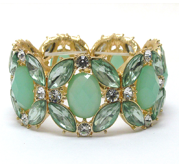 Crystal and glass deco stretch bracelet