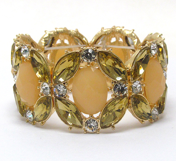 Crystal and glass deco stretch bracelet