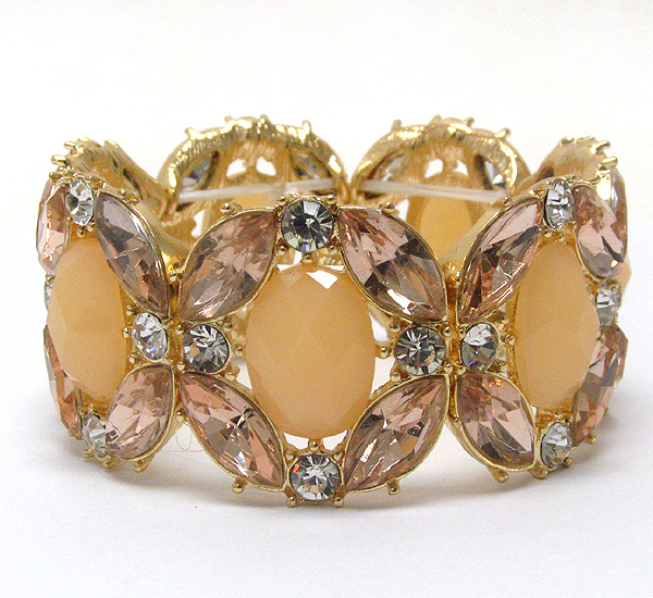 Crystal and glass deco stretch bracelet