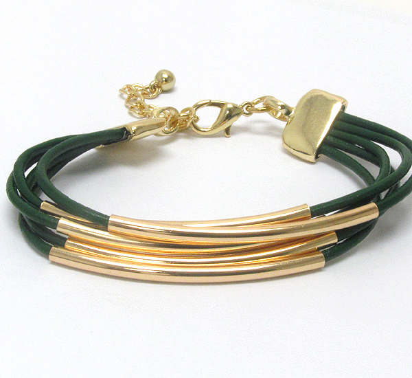 Multi metal tube and cord bracelet