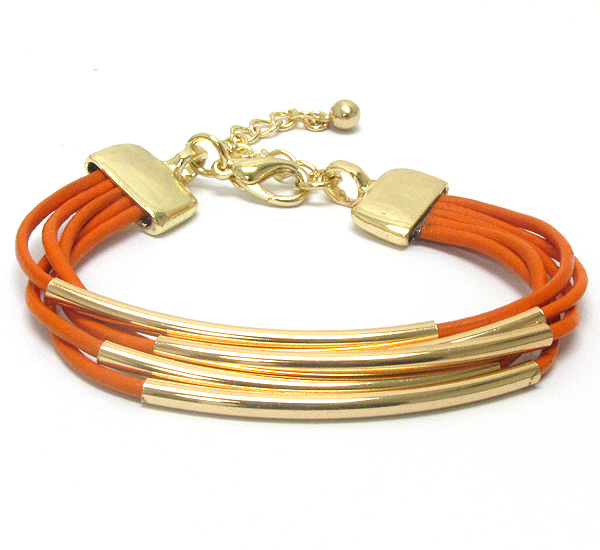 Multi metal tube and cord bracelet