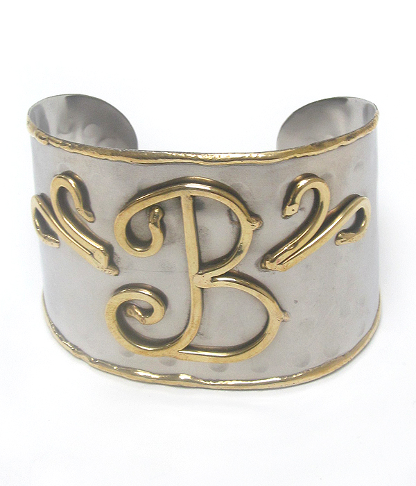 Monogram brass cuff bracelet - b