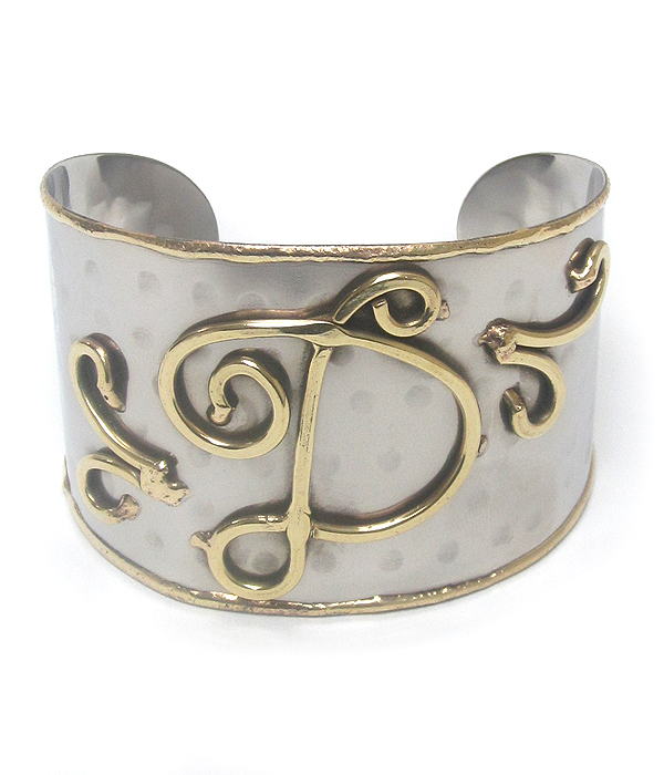 Monogram brass cuff bracelet - d