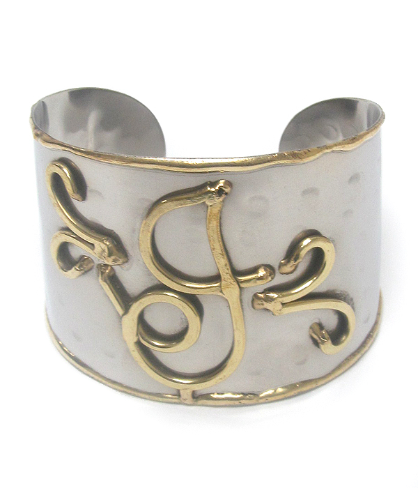 Monogram brass cuff bracelet - j