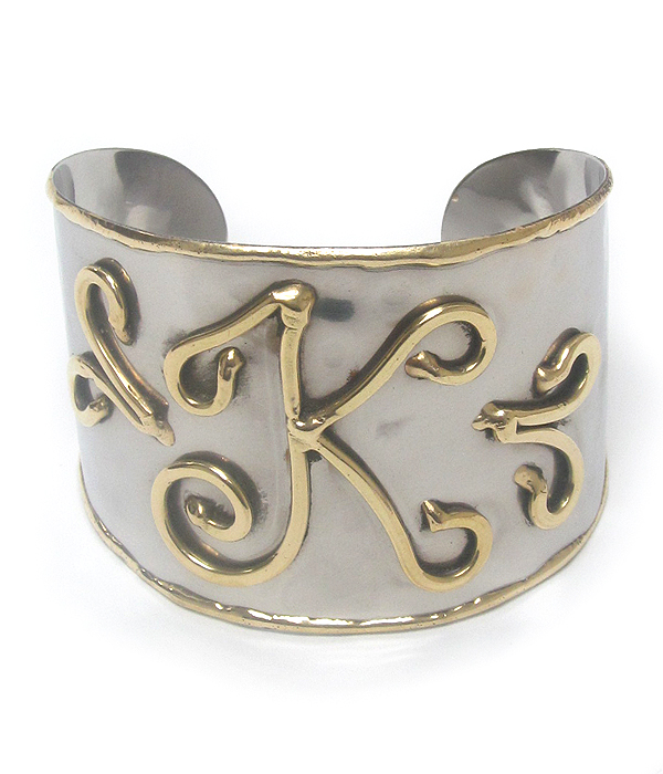 Monogram brass cuff bracelet - k