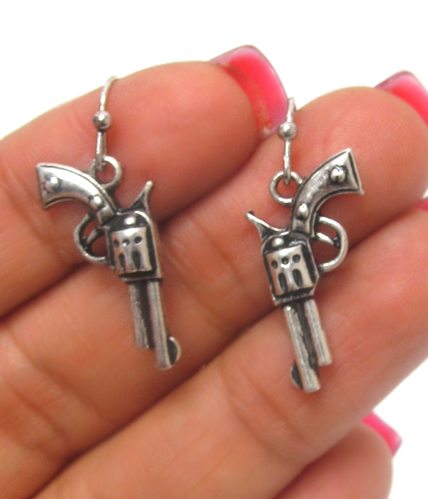 Pistol metal textured earrings