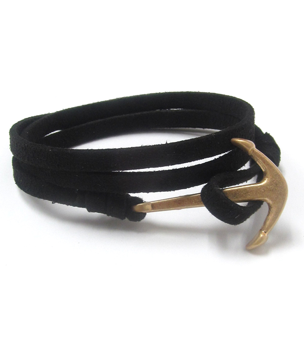 Anchor leatherette wrap bracelet