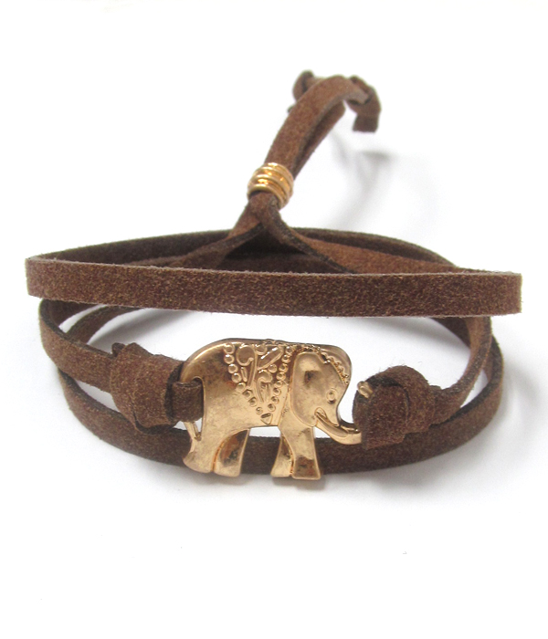 Elephant leatherette wrap bracelet