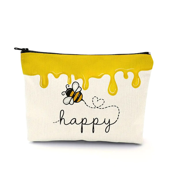 Happy bee pouch with honey drip design