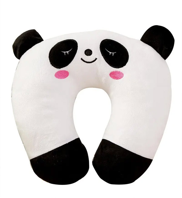Panda face u-shaped plush travel neck pillow