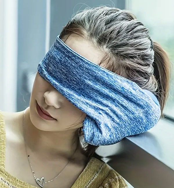 Sleep mask and travel pillow headband combo