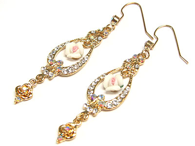 Flower and crystal drop earring