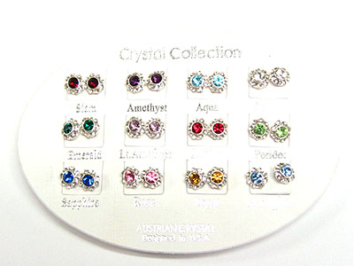 Austrian crystal round birth stone earring - dozen mens jewelry