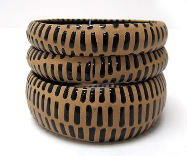 One thick and tow thin art designer style fashion wood bangle