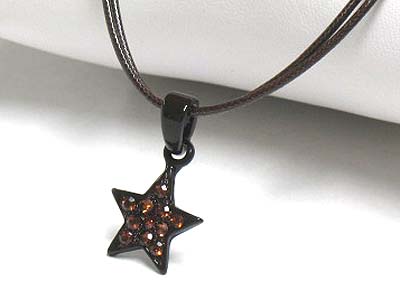 Crystal enameled metal small star pendant necklace