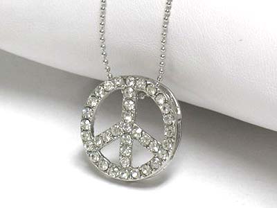 Crystal peace mark peandant necklace