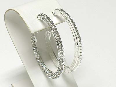 Double line rhinestone hoop earring - hoops