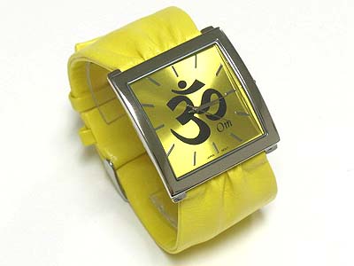 Hindu words om design loose leather ribbon band watch