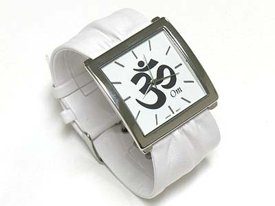 Hindu words om design loose leather ribbon band watch 