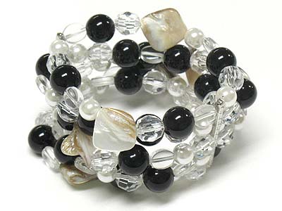 4 row multi beads stretch bracelet