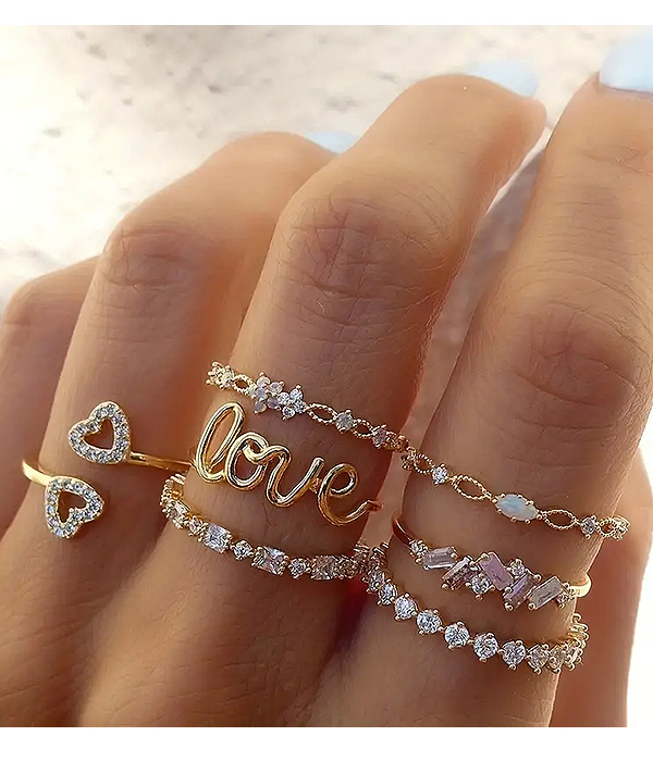 7 piece love ring set