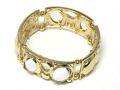 Round metal deco wide stretch bracelet