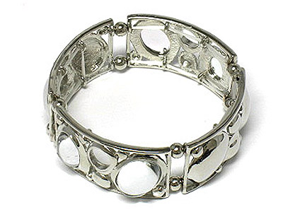 Round metal deco wide stretch bracelet