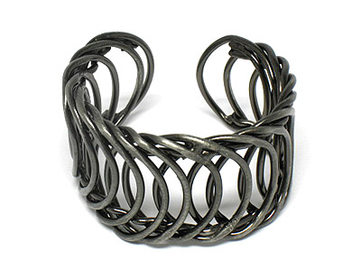 Metal bradied cuff bangle bracelet