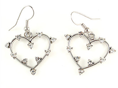 Made in korea whitegold plating crystal stud heart earring