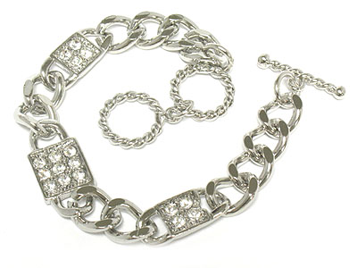 Crystal and chain bracelet