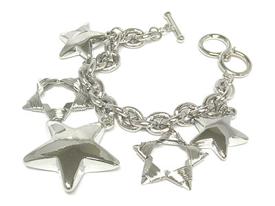 Metal star dangle heavy chain bracelet