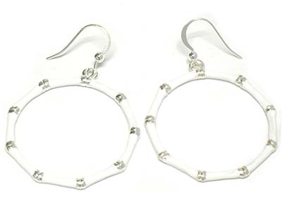 Epoxy metal bamboo  hoop earring  - hoops