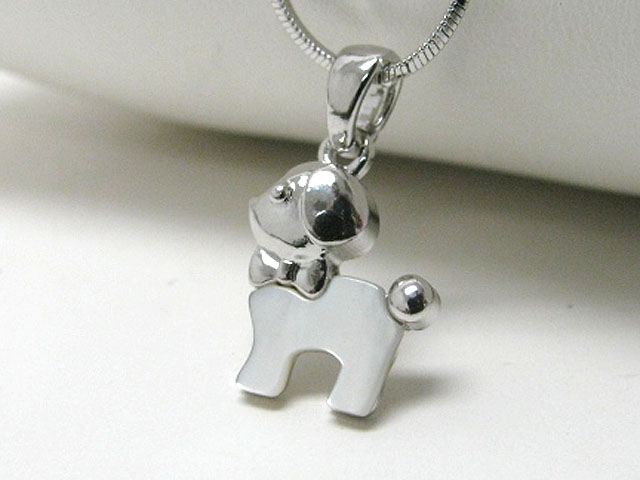 Made in korea whitegold plating mother of pearl doggy pendant necklace