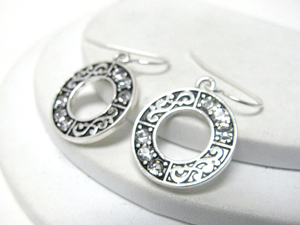 Crystal metatl art hoop earring - hoops