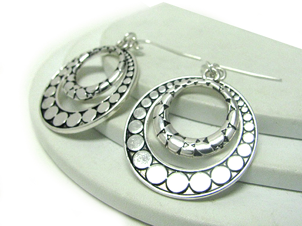 Double meatl hoop drop earring - hoops