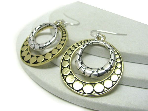 Double meatl hoop drop earring - hoops