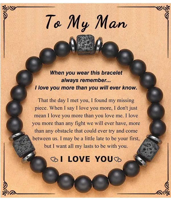 Lava stone inspiration stretch bracelet - to my man
