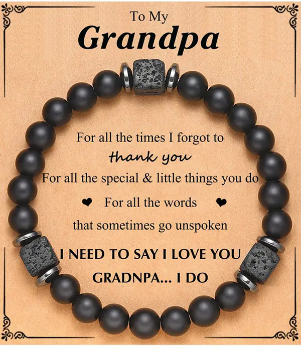 Lava stone inspiration stretch bracelet - grandpa