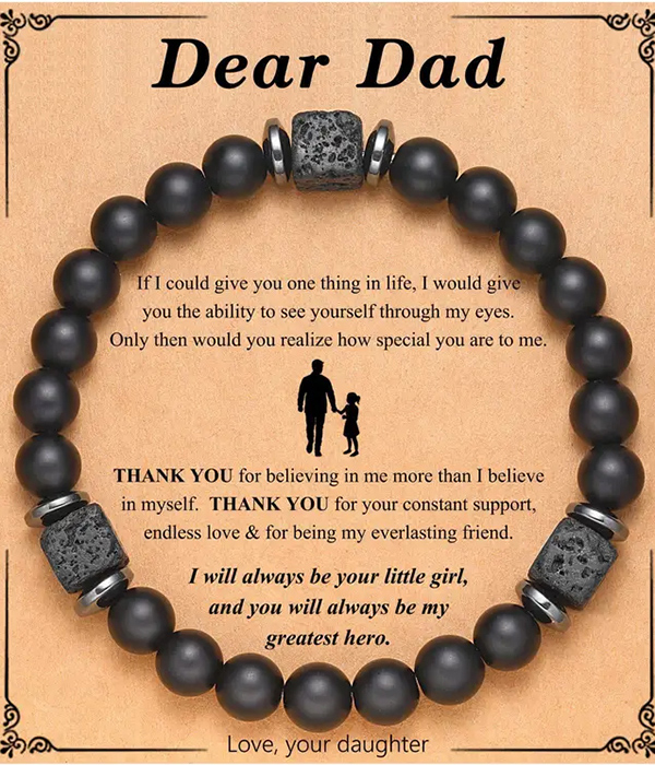 Lava stone inspiration stretch bracelet - dear dad