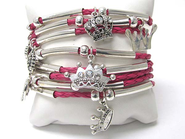 Crown charm multi row braided cord bracelet?