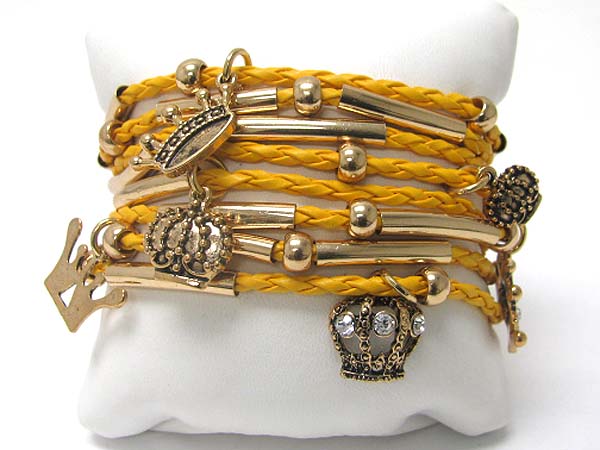 Crown charm multi row braided cord bracelet?