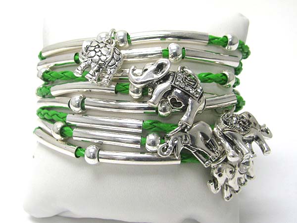 Elephant charm multi row braided cord bracelet?