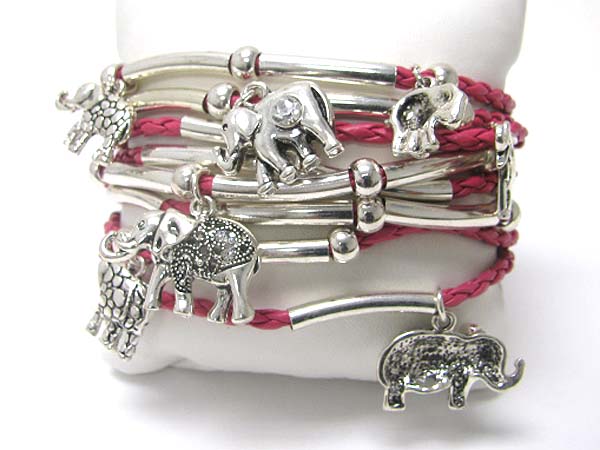 Elephant charm multi row braided cord bracelet?