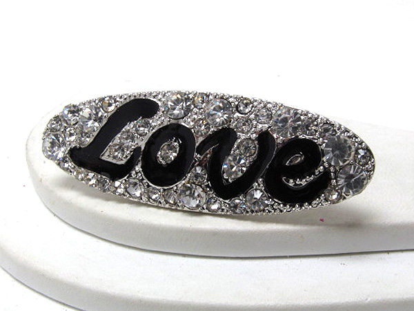 Crystal epoxy love oval dual finger ring